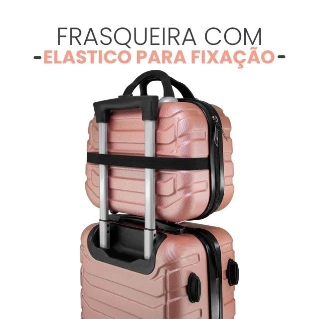 Kit 3 Unidades Mala Bordo Viagem Com Frasqueira Padrão ANAC