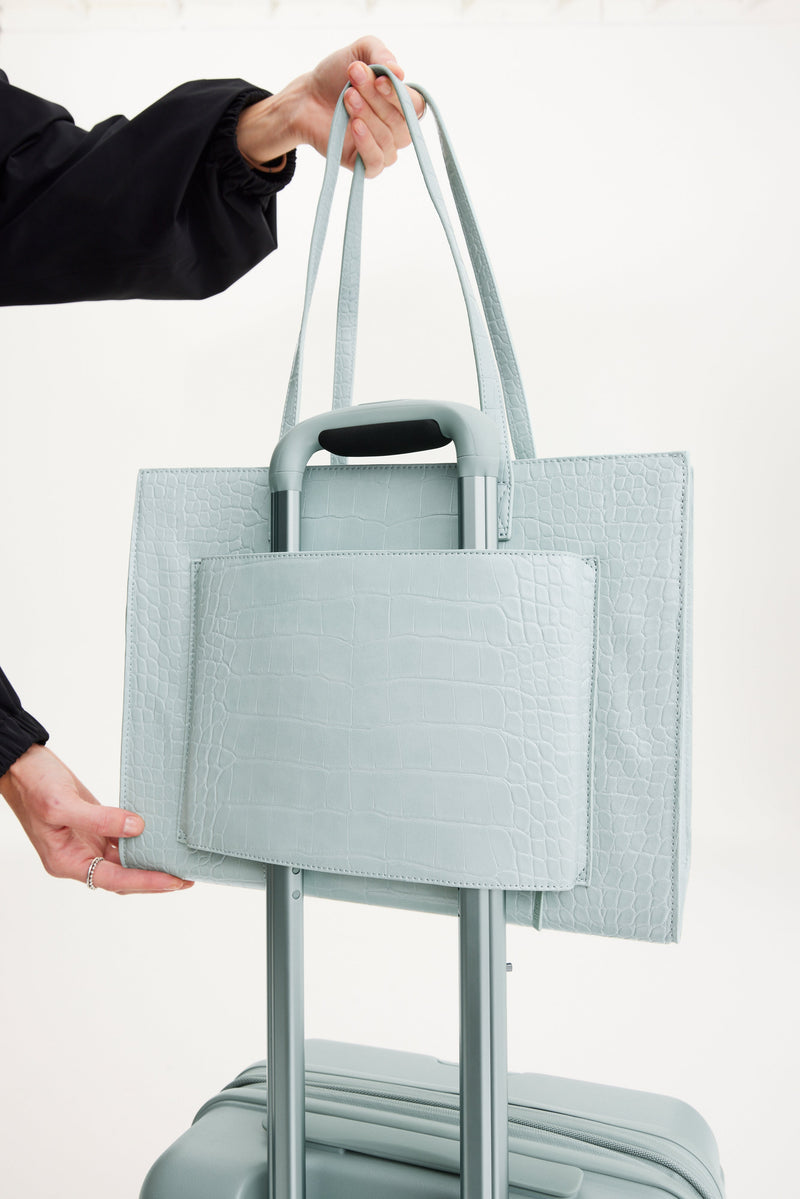 The Work Tote in Slate Croc