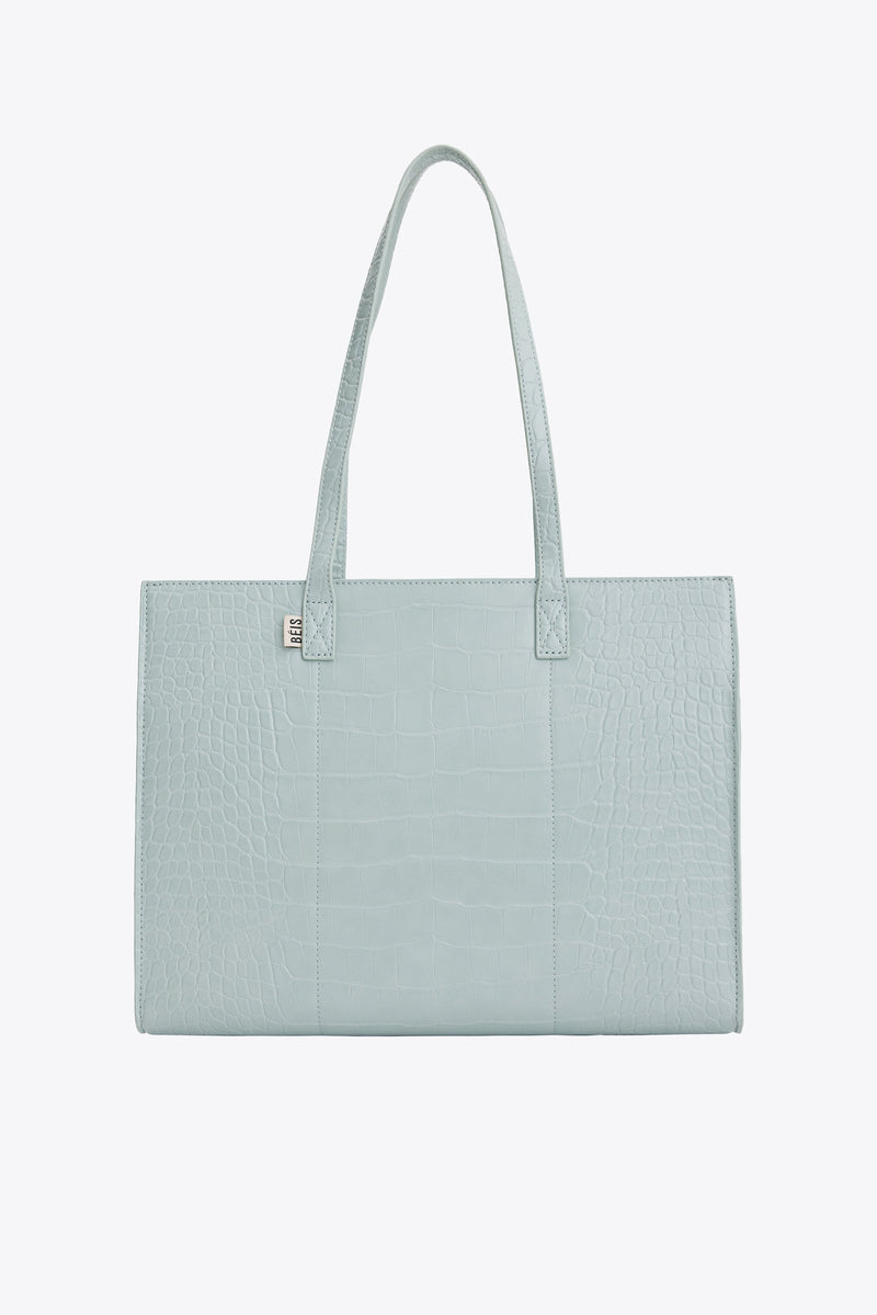 The Work Tote in Slate Croc