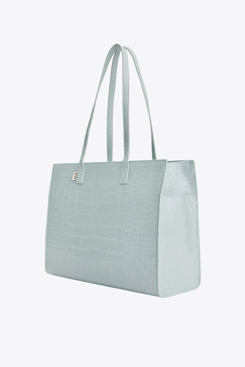 The Work Tote in Slate Croc