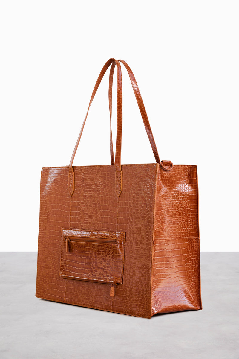 Resale The Large Work Tote in Cognac Croc