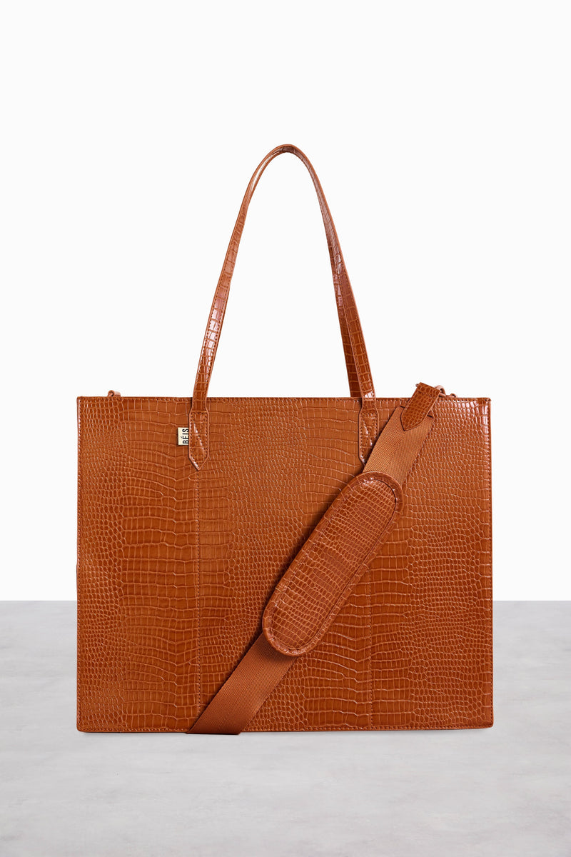 Resale The Large Work Tote in Cognac Croc