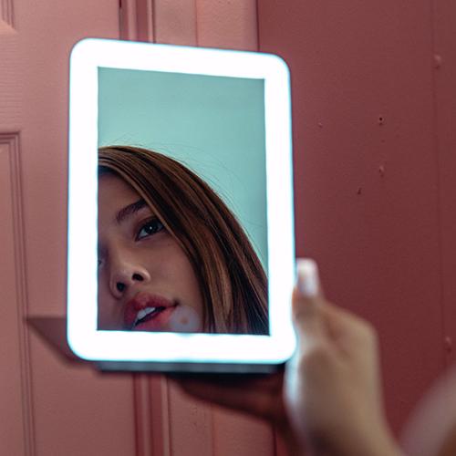 The Light-Up Travel Mirror in Black